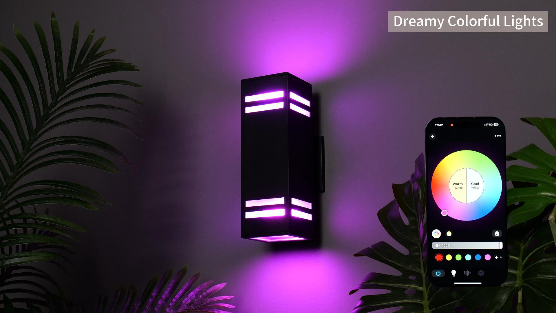 Zinola Smart Outdoor Wall Lights, RGBCW Dusk to Dawn Exterior